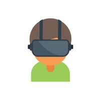 Man experiencing virtual reality using vr technology headset vector