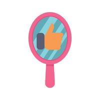 Hand showing thumbs up sign in the mirror reflecting positive self image vector