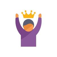 Man celebrating success wearing crown icon vector