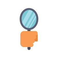 Hand holding round mirror with reflection vector