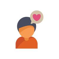 Man thinking about love with heart shaped speech bubble vector