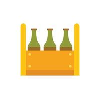 Three bottles standing in a wooden beer crate vector