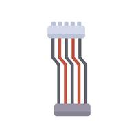 Electronic cable connecting hardware components with colored wires vector