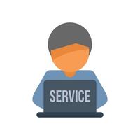 Customer service agent working on a laptop computer vector