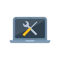 Computer maintenance concept with crossed screwdriver and wrench on laptop screen vector