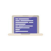 Laptop showing programming code on screen vector