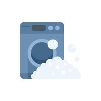 Washing machine making a lot of foam while washing clothes vector