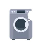 Broken washing machine showing soap suds coming out from side vector