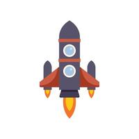 Cartoon spaceship blasting off into space vector