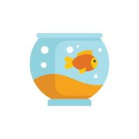 Goldfish swimming in round fishbowl on stand with water and sand vector