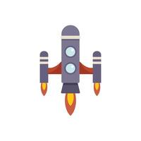 Spaceship flying with fire and smoke coming out of its engines vector