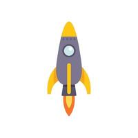 Spaceship launching upward leaving a trail of fire vector
