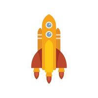 Cartoon spaceship launching upwards into space vector