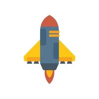 Modern spaceship blasting off on white background vector