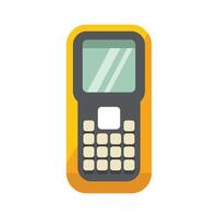 Yellow barcode scanner scanning item in store vector