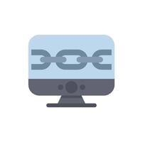 Desktop computer displaying chain links symbolizing secure connection vector