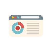 Web page showing analytics with pie chart and text vector