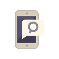 Smartphone displaying search bar in speech bubble for online research vector