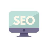 Modern desktop computer displaying seo concept vector