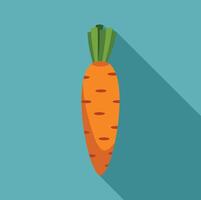 Fresh orange carrot casting long shadow over turquoise background vector