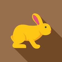 Yellow rabbit standing with long shadow flat design icon vector