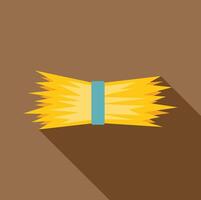 Hay bale tied with blue rope casting long shadow vector