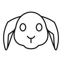 Cute rabbit head smiling with big eyes and long ears line icon vector