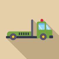 Simple vector illustration of a tow truck with long shadow on a brown background