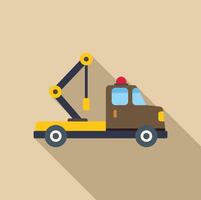 Yellow tow truck with crane is transporting broken car vector