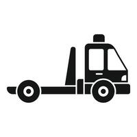 Tow truck with empty bed waiting for emergency call glyph icon vector