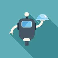 Robot waiter serving food using mechanical arm vector