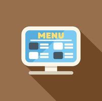 Digital menu displaying food options in restaurant vector