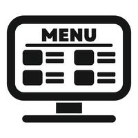 Computer showing restaurant menu with prices icon vector