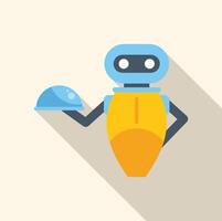 Robot waiter holding a serving tray flat icon design vector