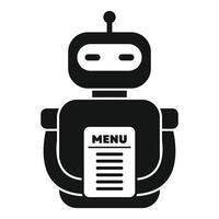 Robot holding a digital menu for online ordering icon vector