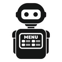 Robot showing digital menu for restaurant or cafe icon vector