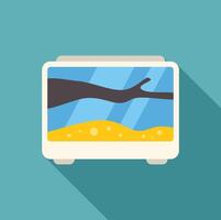 Empty square aquarium with driftwood and sand flat design icon with long shadow vector