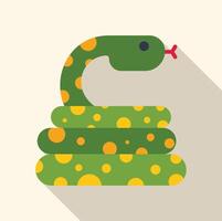 Green snake curled up with tongue sticking out vector