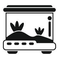 Empty modern transparent terrarium with soil for reptile icon vector