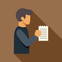 Young man reading a document or bill with a neutral expression vector