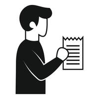 Man reading invoice icon, simple style vector