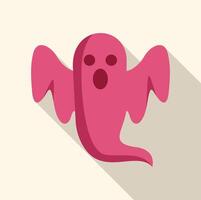 Pink ghost shouting with long shadow on white background vector