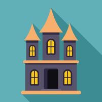 Spooky castle is casting a long shadow on a turquoise background vector