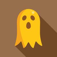 Yellow ghost floating with long shadow on brown background vector