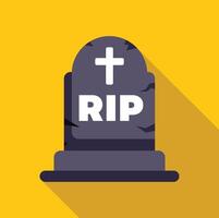 Gravestone with cross casting long shadow on yellow background vector
