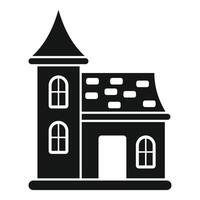 Simple icon of a medieval house with a tower vector