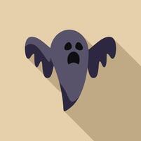Scary ghost flying with open mouth and long shadow vector