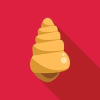 Yellow seashell casting long shadow on red background vector