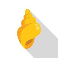 Yellow seashell casting long shadow on white background vector