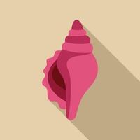 Pink seashell casting long shadow on sand background vector